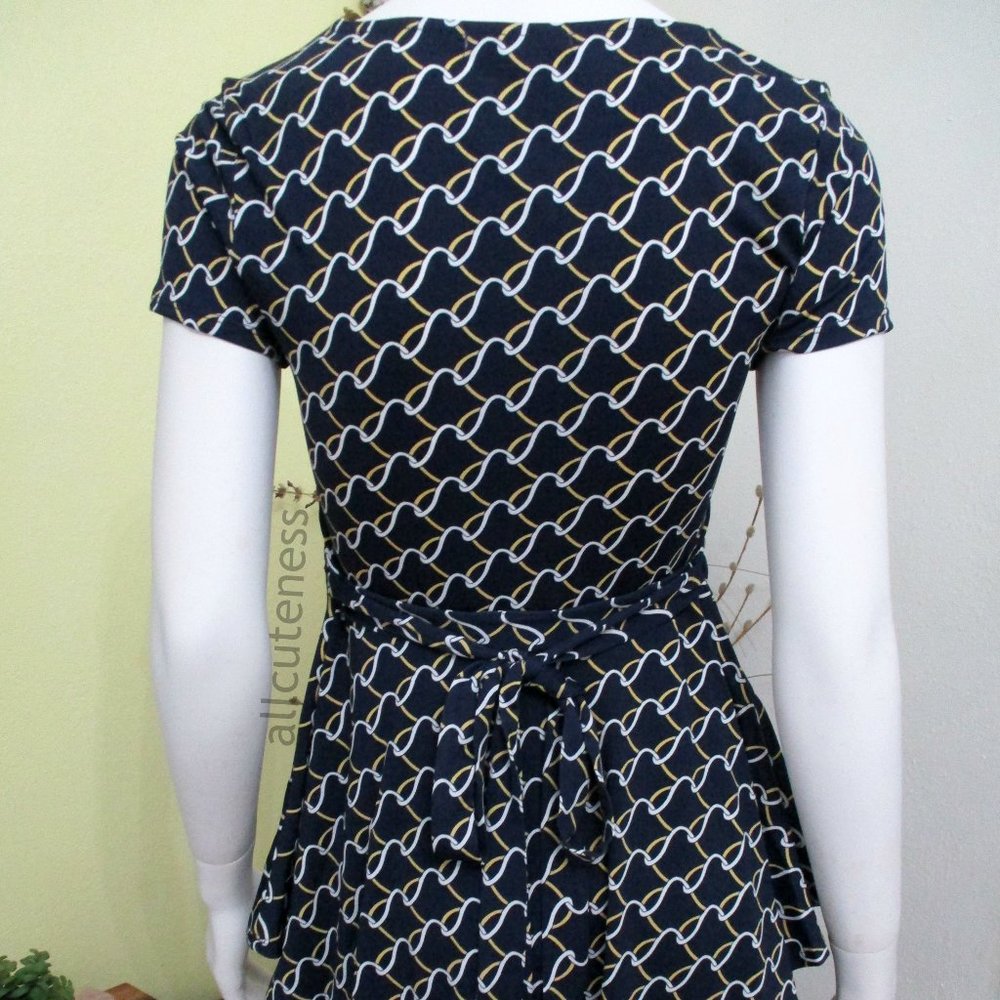Navy Short Sleeve Peplum Top - Picture 5 of 6